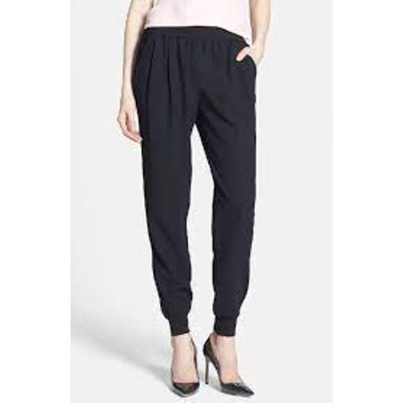 Joie Women's Black High Rise Marina Pull-On Tapered Pants in Caviar Size Medium - Picture 1 of 6
